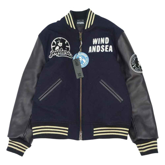 HYSTERIC GLAMOUR ヒステリックグラマー 19AW WDS-HYS-01 × WIND AND SEA stadium jumper ウィンダンシー スタジャン ブラック系 L【美品】【中古】