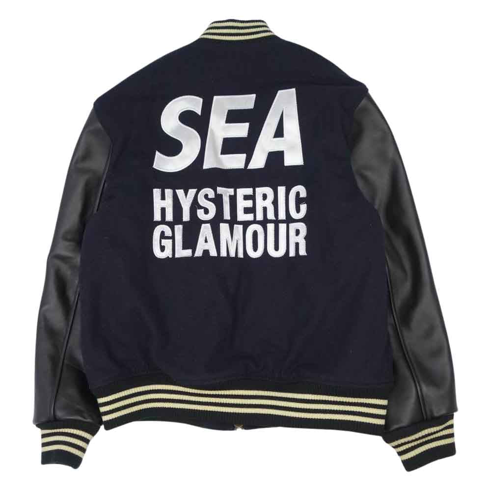 HYSTERIC GLAMOUR ヒステリックグラマー 19AW WDS-HYS-01 × WIND AND SEA stadium jumper ウィンダンシー スタジャン ブラック系 L【美品】【中古】