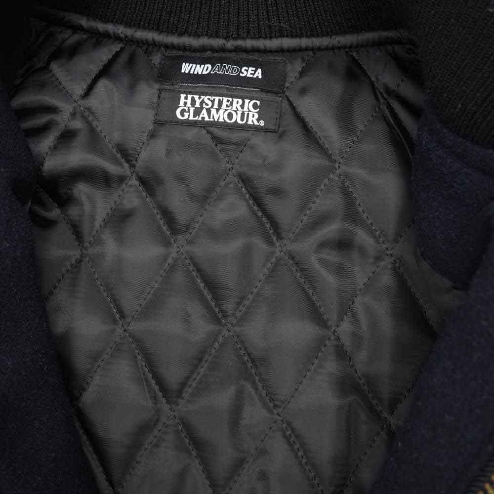 HYSTERIC GLAMOUR ヒステリックグラマー 19AW WDS-HYS-01 × WIND AND SEA stadium jumper ウィンダンシー スタジャン ブラック系 L【美品】【中古】