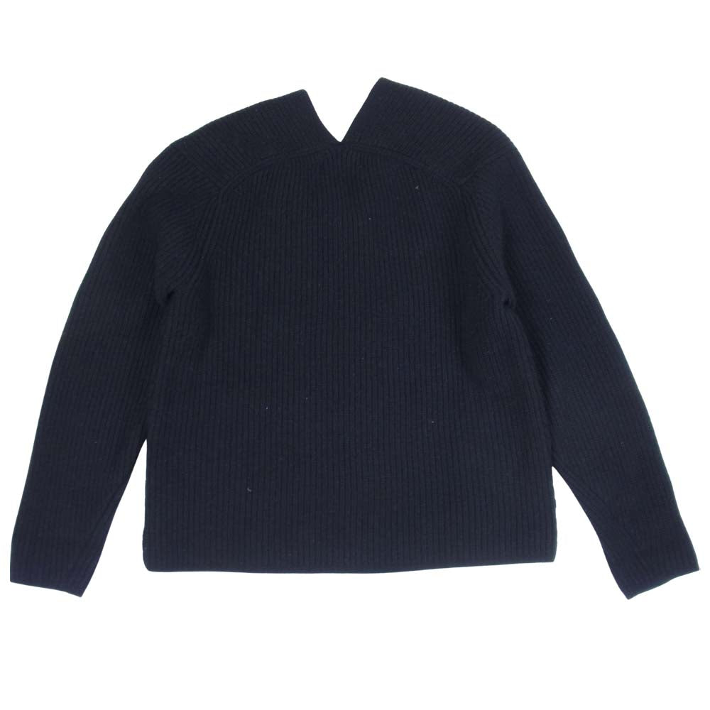 クラネ V-NECK BACK DROP KNIT ニット Vネック ウール100％ セーター ブラック系 2【中古】