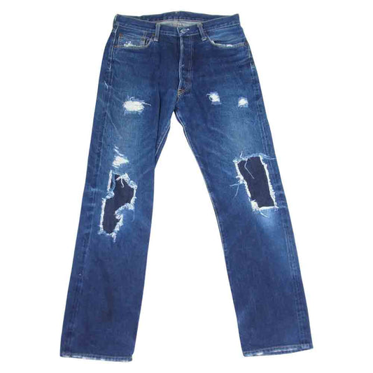 Denime ドゥニーム 484 ダメージ リぺア 加工 デニムパンツ デニム パンツ インディゴブルー系 33【中古】
