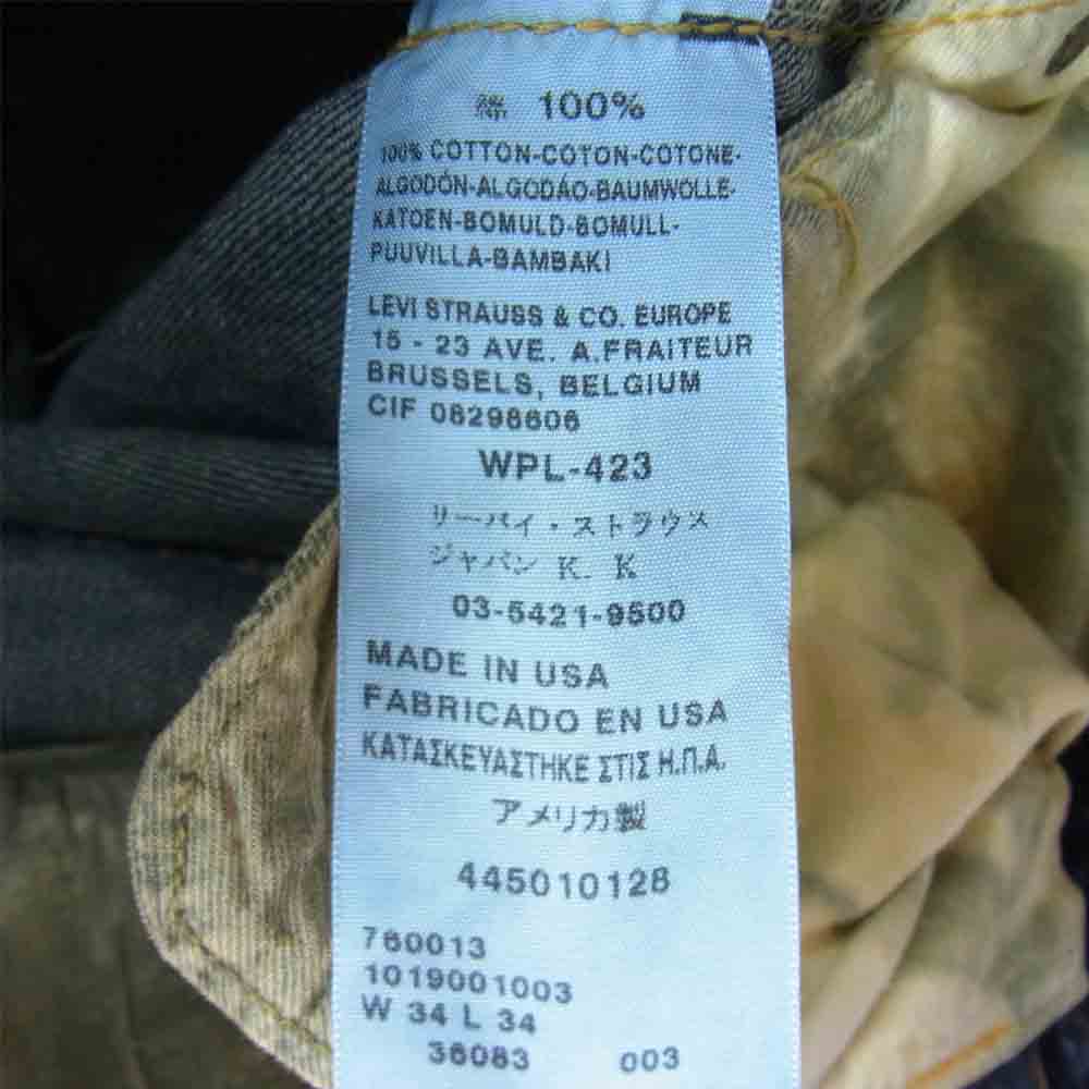 Levi's リーバイス 44501-0128 米国製 BIGE ボタン裏刻印554 月桂樹 S501XX デニム パンツ インディゴブルー系 34【中古】