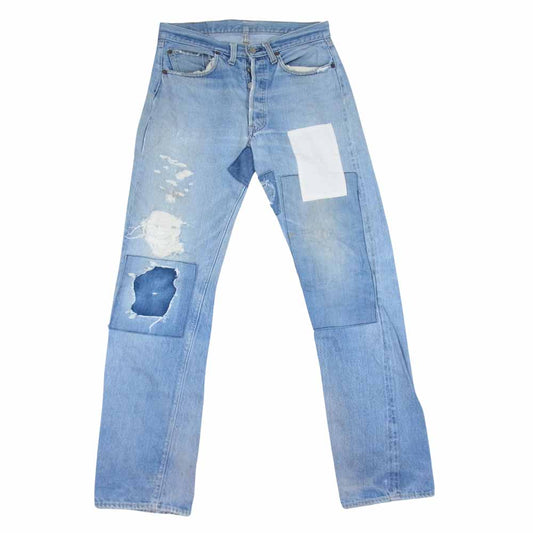 Levi's リーバイス 均V ボタン裏6 シングルステッチ 66前期 モデル 501 クラッシュ リペア 加工 デニム パンツ インディゴブルー系 32【中古】