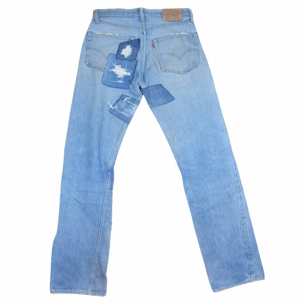 Levi's リーバイス 均V ボタン裏6 シングルステッチ 66前期 モデル 501 クラッシュ リペア 加工 デニム パンツ インディゴブルー系 32【中古】