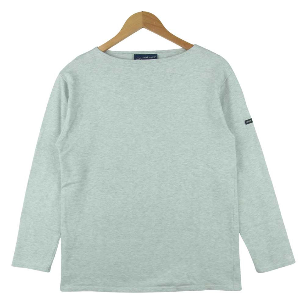 SAINT JAMES セントジェームス RN130787 バスク 長袖 Tシャツ コットン フランス製 ライトグレー系 M【中古】