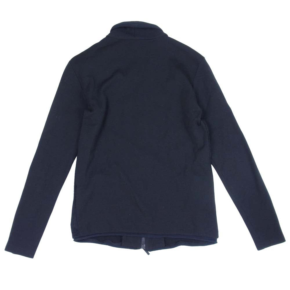 Emporio Armani エンポリオ・アルマーニ イタリア製 フリース ニット 切替 ジップアップ カーディガン ブラック系 M【中古】
