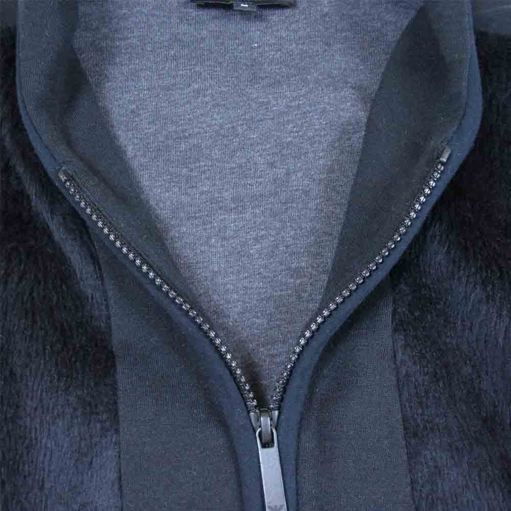 Emporio Armani エンポリオ・アルマーニ イタリア製 フリース ニット 切替 ジップアップ カーディガン ブラック系 M【中古】