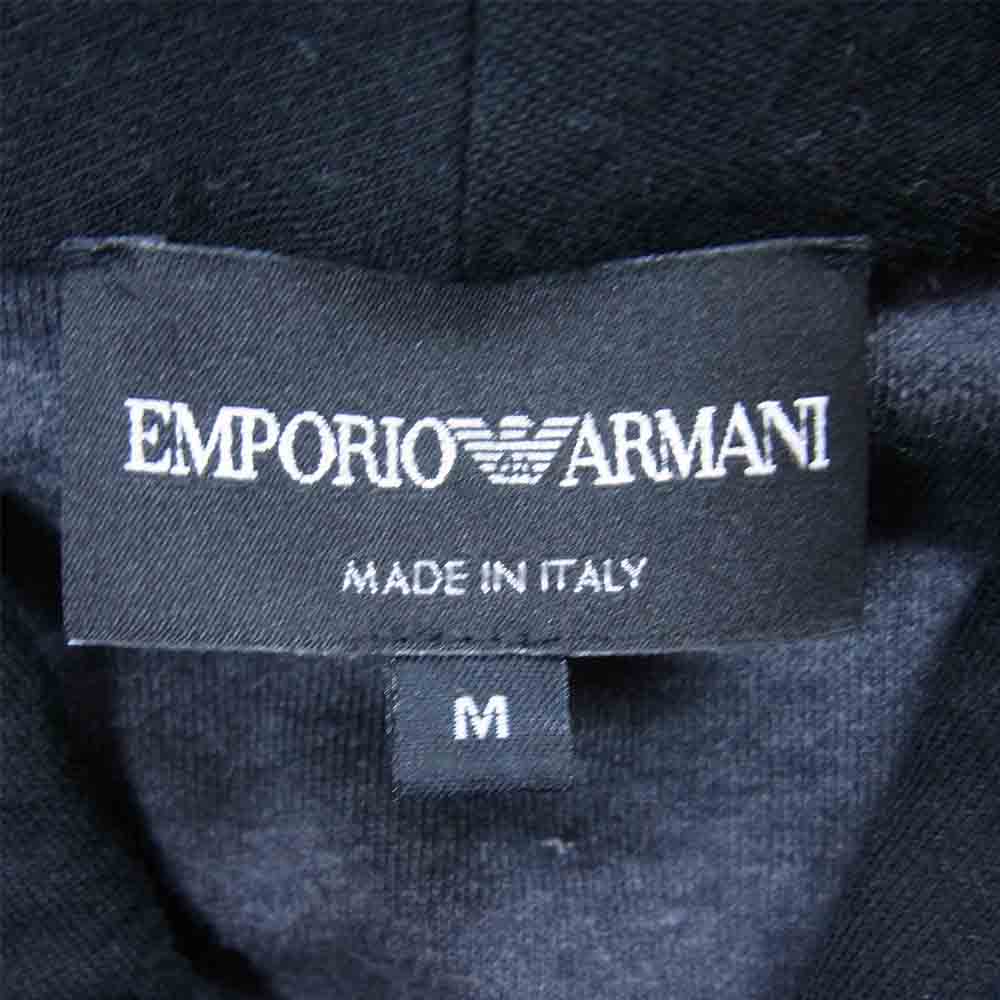 Emporio Armani エンポリオ・アルマーニ イタリア製 フリース ニット 切替 ジップアップ カーディガン ブラック系 M【中古】