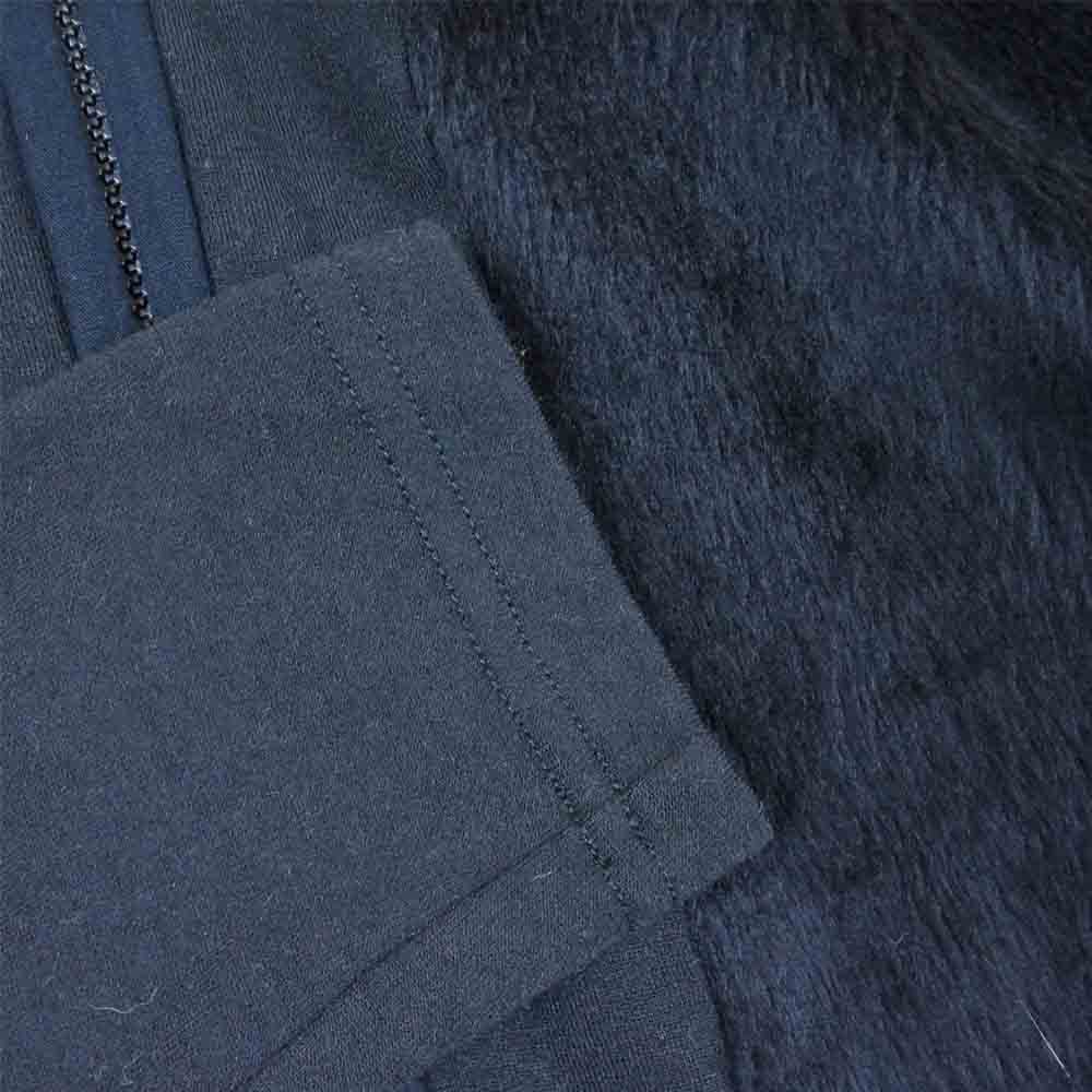 Emporio Armani エンポリオ・アルマーニ イタリア製 フリース ニット 切替 ジップアップ カーディガン ブラック系 M【中古】