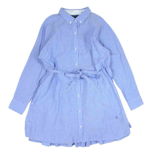 MUVEIL ミュベール MA04FA002 パール釦 ストライプ シャツワンピース ライトブルー系 38【中古】