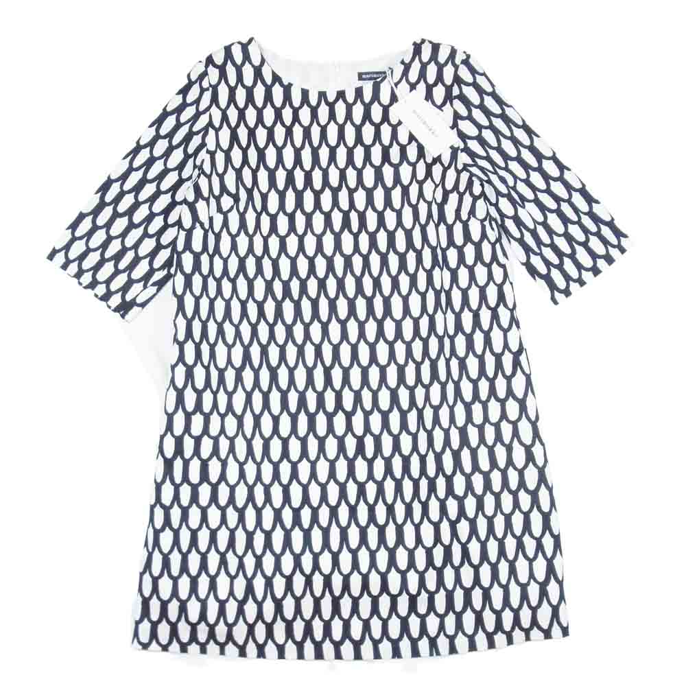 marimekko マリメッコ ELASKA Pikku suom コットン プリント ワンピース 白黒系 38【新古品】【未使用】【中古】