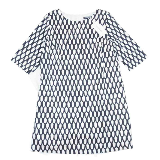 marimekko マリメッコ ELASKA Pikku suom コットン プリント ワンピース 白黒系 38【新古品】【未使用】【中古】