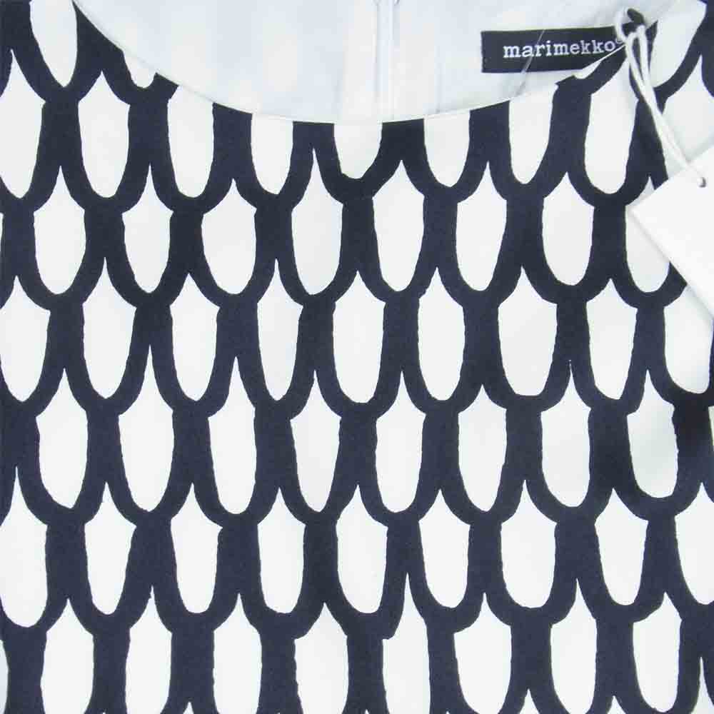 marimekko マリメッコ ELASKA Pikku suom コットン プリント ワンピース 白黒系 38【新古品】【未使用】【中古】