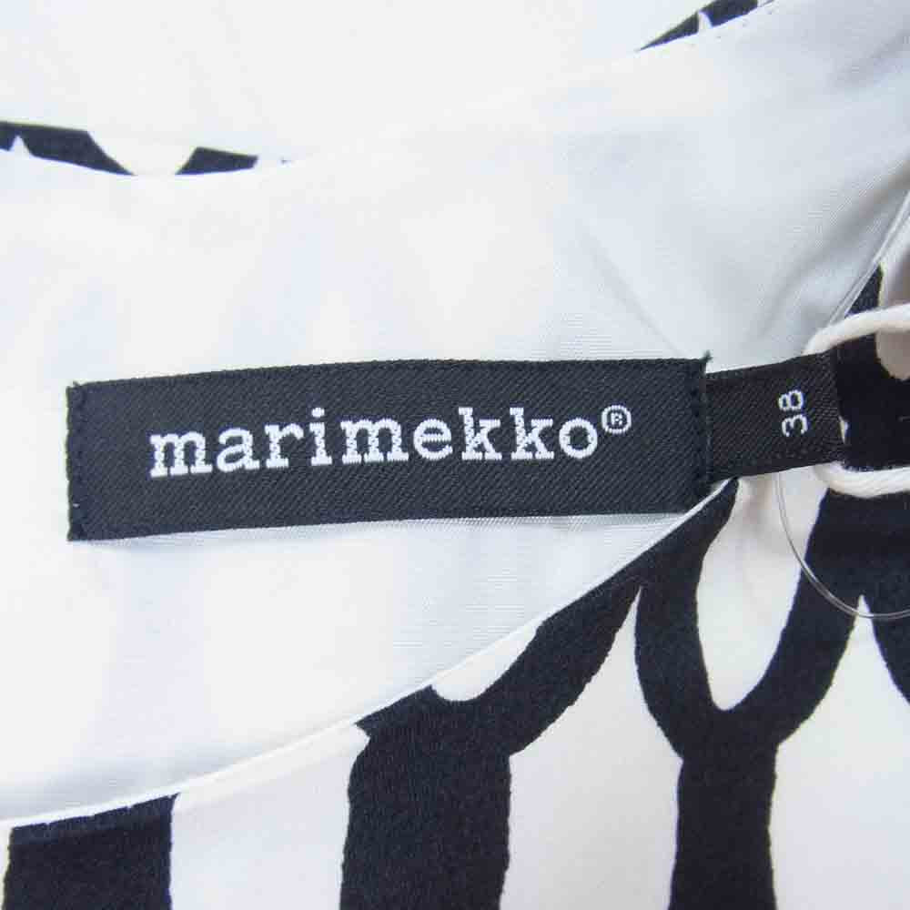 marimekko マリメッコ ELASKA Pikku suom コットン プリント ワンピース 白黒系 38【新古品】【未使用】【中古】