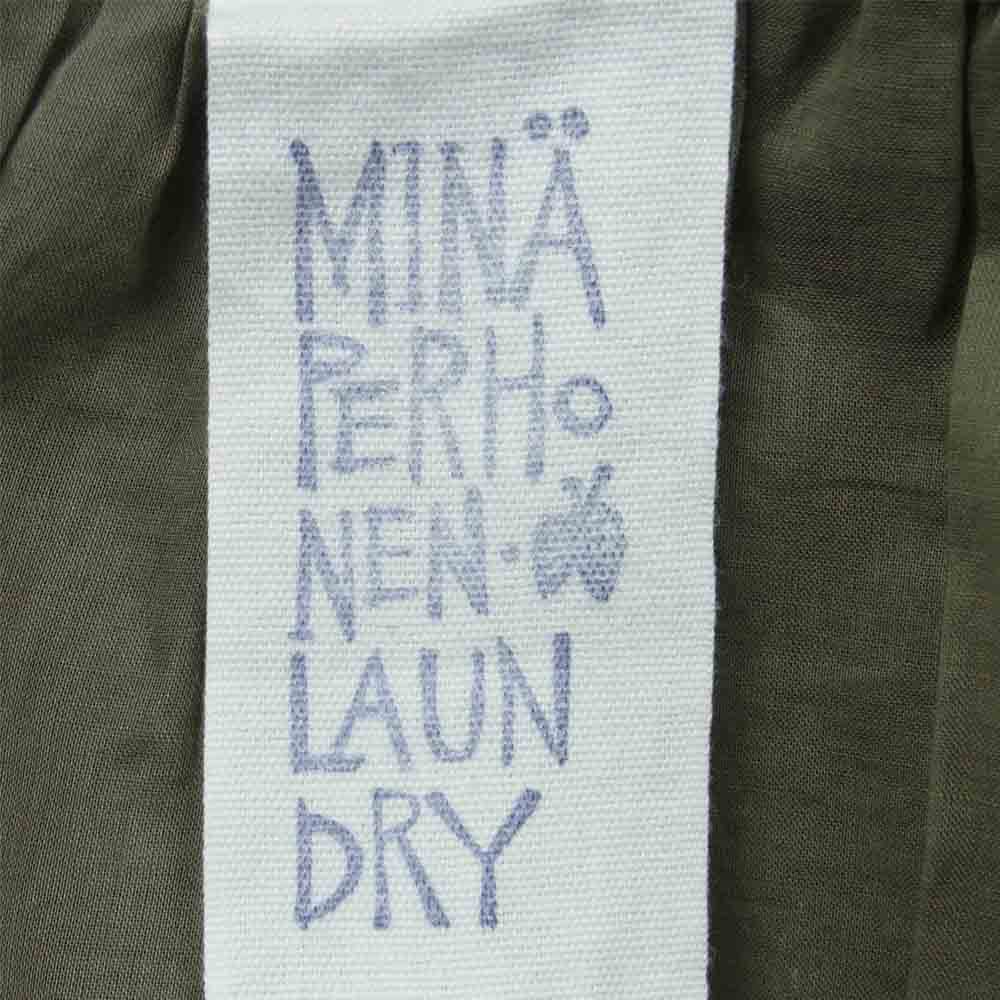 mina perhonen ミナペルホネン QS5800 TORI TO HANA 鳥と花 刺繍 スカート 麻 コットン 日本製 グリーン系 36【中古】