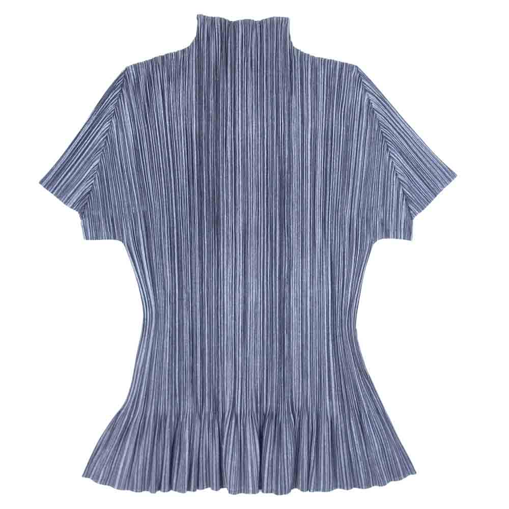 PLEATS PLEASE プリーツプリーズ イッセイミヤケ ISSEY MIYAKE イッセイミヤケ PP51-JK872 裾フリル ハイネック 半袖 カットソー グレー系 3【美品】【中古】