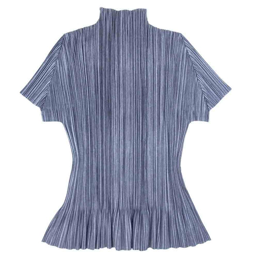 PLEATS PLEASE プリーツプリーズ イッセイミヤケ ISSEY MIYAKE イッセイミヤケ PP51-JK872 裾フリル ハイネック 半袖 カットソー グレー系 3【美品】【中古】