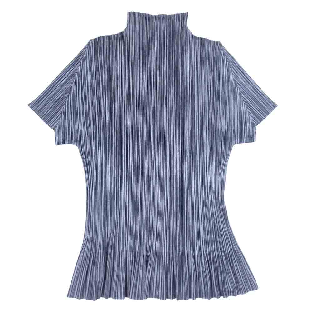PLEATS PLEASE プリーツプリーズ イッセイミヤケ ISSEY MIYAKE イッセイミヤケ PP51-JK872 裾フリル ハイネック 半袖 カットソー グレー系 3【美品】【中古】