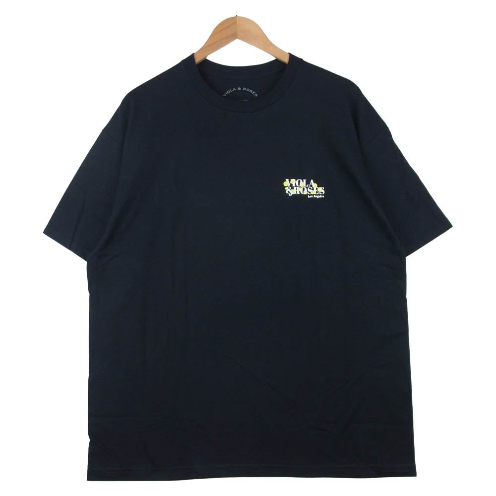ヴィオラアンドローゼス ロゴ 半袖 Tシャツ コットン アメリカ製 ブラック系 XL【美品】【中古】