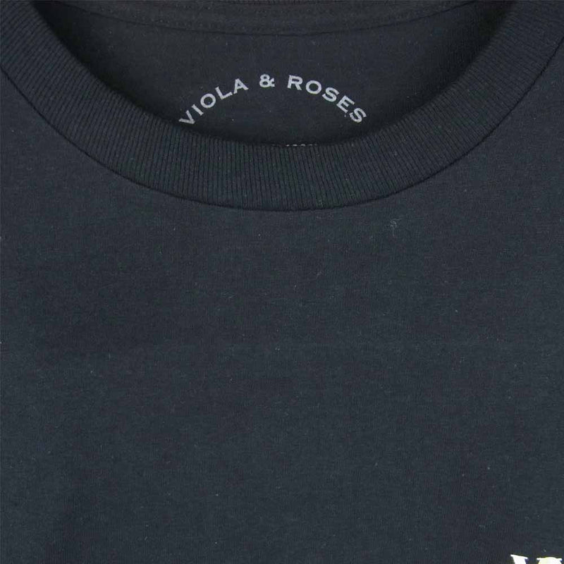 ヴィオラアンドローゼス ロゴ 半袖 Tシャツ コットン アメリカ製 ブラック系 XL【美品】【中古】