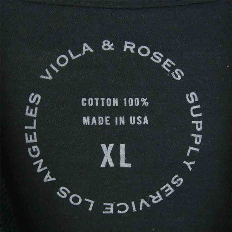 ヴィオラアンドローゼス ロゴ 半袖 Tシャツ コットン アメリカ製 ブラック系 XL【美品】【中古】