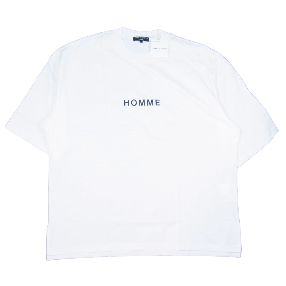 COMME des GARCONS HOMME コムデギャルソンオム 21SS HG-T023 綿度詰天竺 製品プリント Tシャツ ホワイト系 L【新古品】【未使用】【中古】