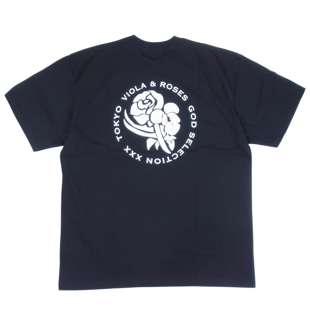 GOD SELECTION XXX ゴッドセレクション VIOLA&ROSES ヴィオラ＆ローゼス コラボ Tシャツ ブラック系 L【極上美品】【中古】