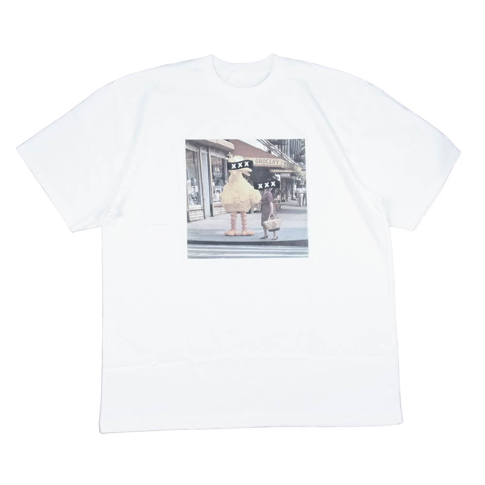 GOD SELECTION XXX ゴッドセレクション セサミストリート コラボ プリント Tシャツ  ホワイト系 XL【極上美品】【中古】