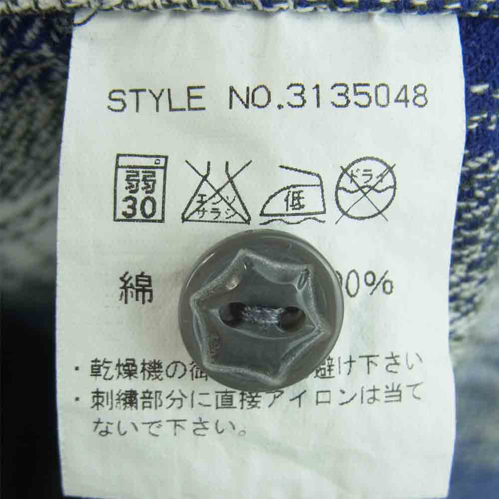 schott ショット 3135048 フランネル チェック 刺繍 ワーク 長袖 シャツ グレー系 ブルー系 L【中古】