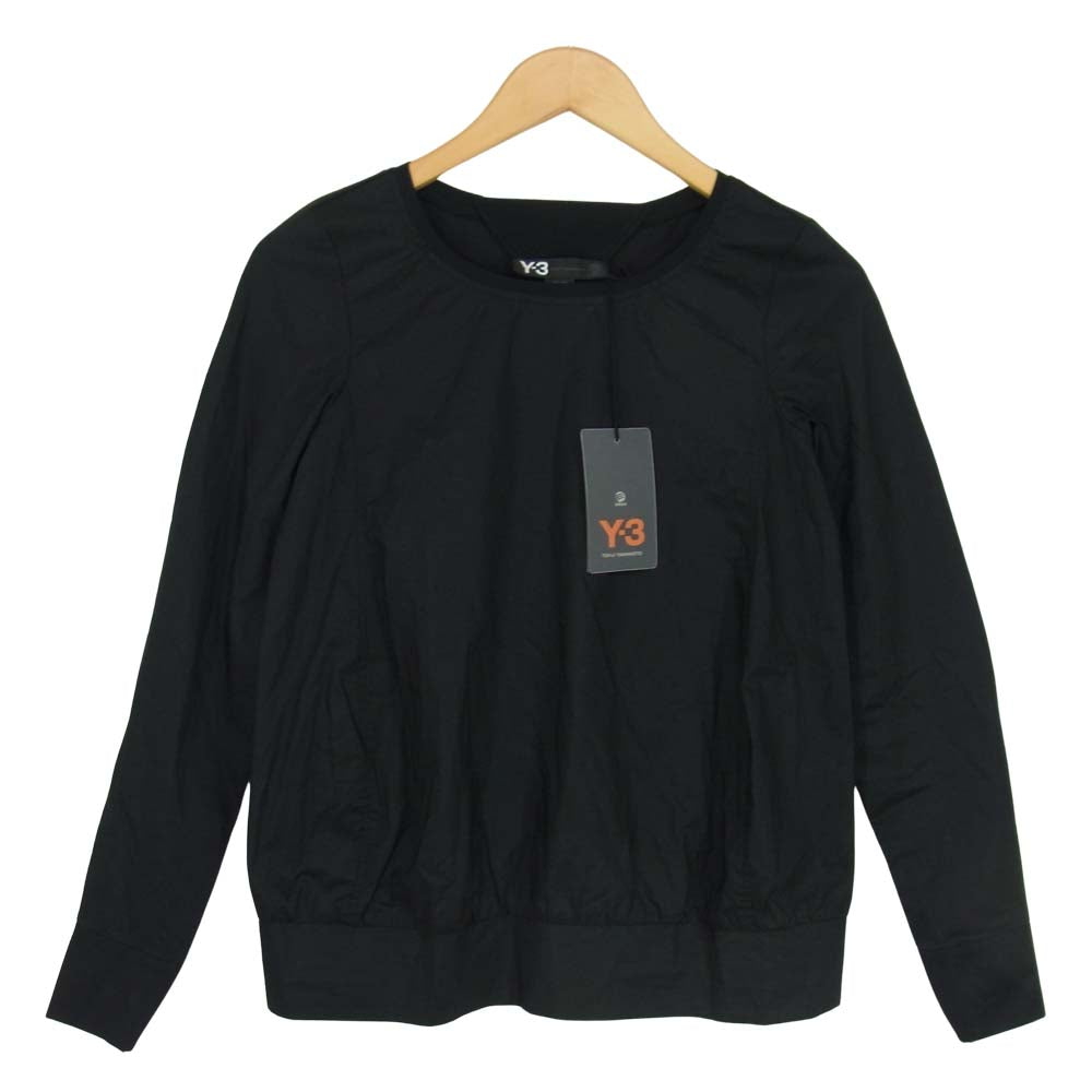 Yohji Yamamoto ヨウジヤマモト Y-3 ワイスリー S89695  W SHRTNG LS TOP プルオーバー 切替 ブラウス ブラック系 XS【美品】【中古】
