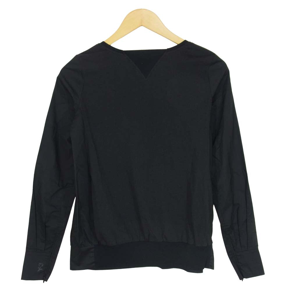 Yohji Yamamoto ヨウジヤマモト Y-3 ワイスリー S89695  W SHRTNG LS TOP プルオーバー 切替 ブラウス ブラック系 XS【美品】【中古】