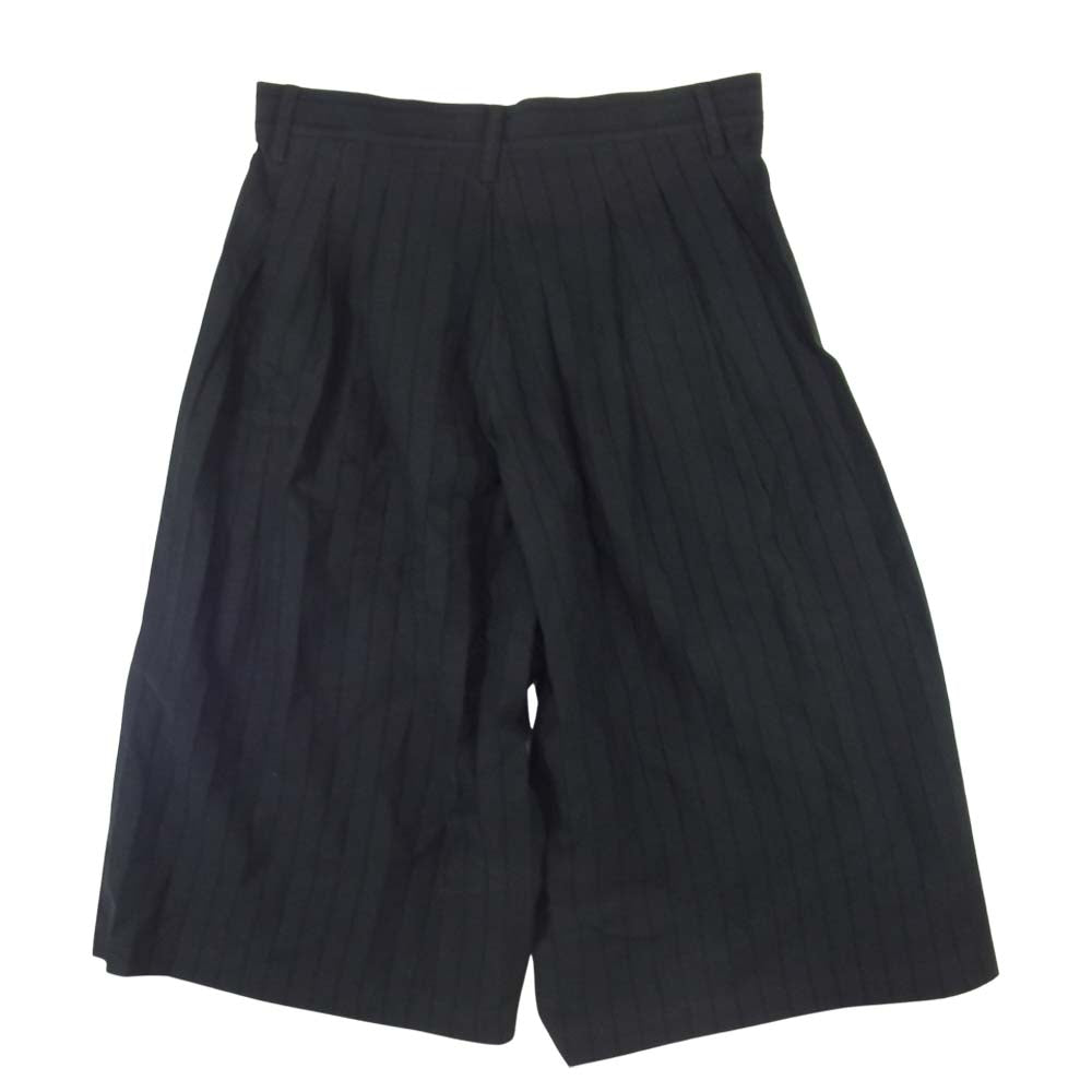 Yohji Yamamoto ヨウジヤマモト Y-3 ワイスリー BQ8770 W SPLUX SHORT ストライプ ワイド クロップド ブラック系 2XS【美品】【中古】