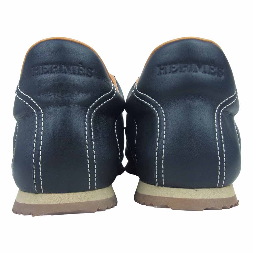 HERMES エルメス レザー ローカット ウォーキング シューズ スニーカー ブラック系 EUR36.5【中古】