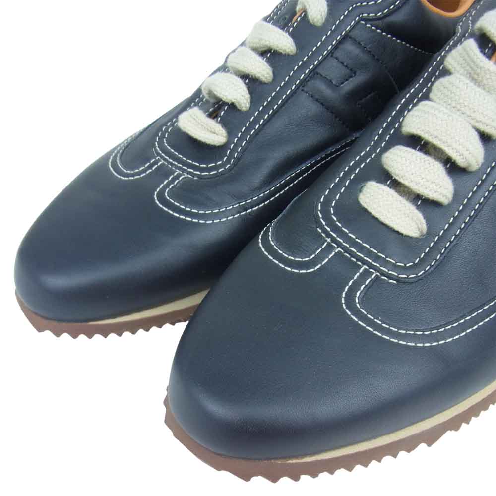 HERMES エルメス レザー ローカット ウォーキング シューズ スニーカー ブラック系 EUR36.5【中古】