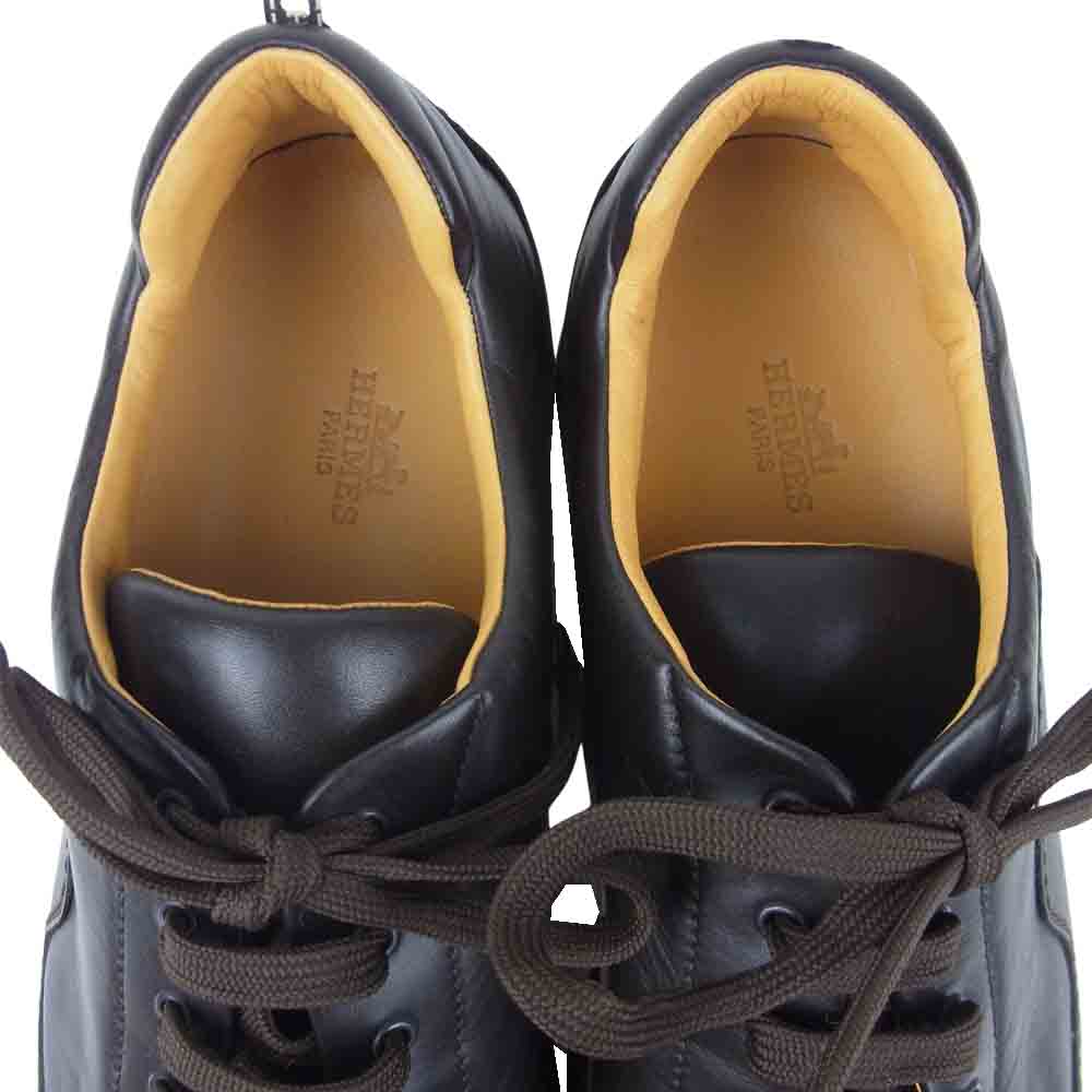 HERMES エルメス レザー ローカット スニーカー イタリア製 ダークブラウン系 40.5【中古】