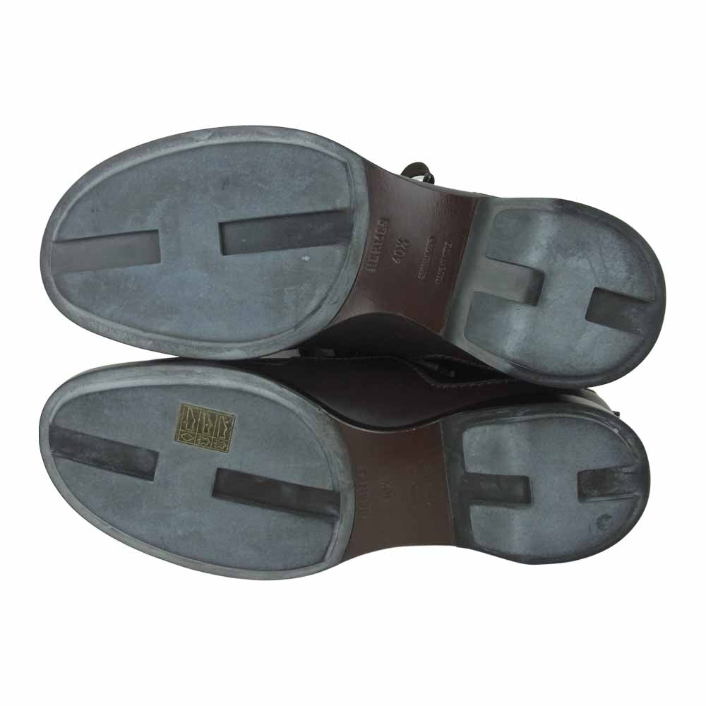 HERMES エルメス レザー ローカット スニーカー イタリア製 ダークブラウン系 40.5【中古】