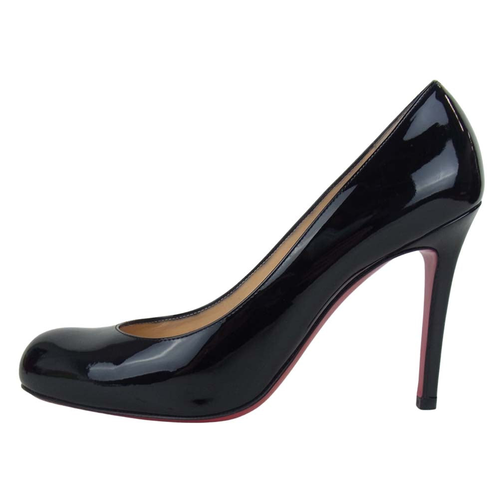Christian Louboutin クリスチャンルブタン 3080377 購入時証明書付属 パテントレザー シンプル ヒール パンプス ブラック系 37.5cm【中古】