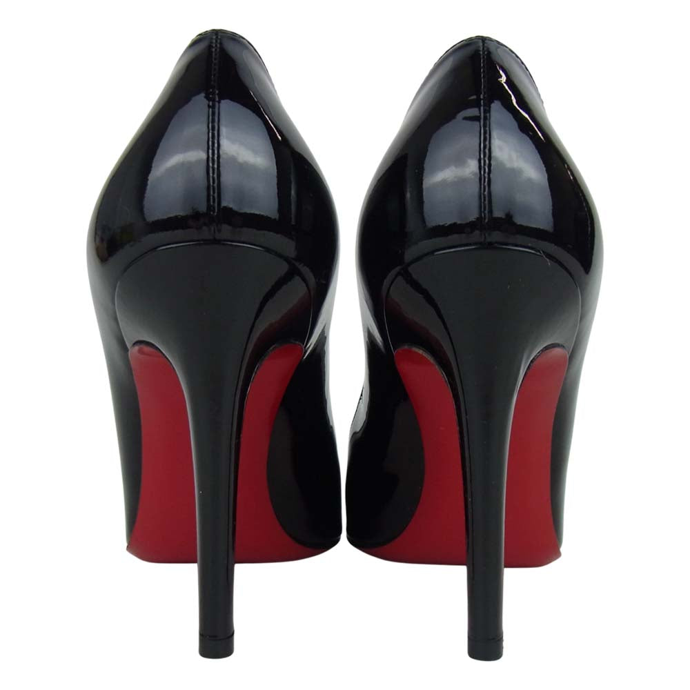 Christian Louboutin クリスチャンルブタン 3080377 購入時証明書付属 パテントレザー シンプル ヒール パンプス ブラック系 37.5cm【中古】