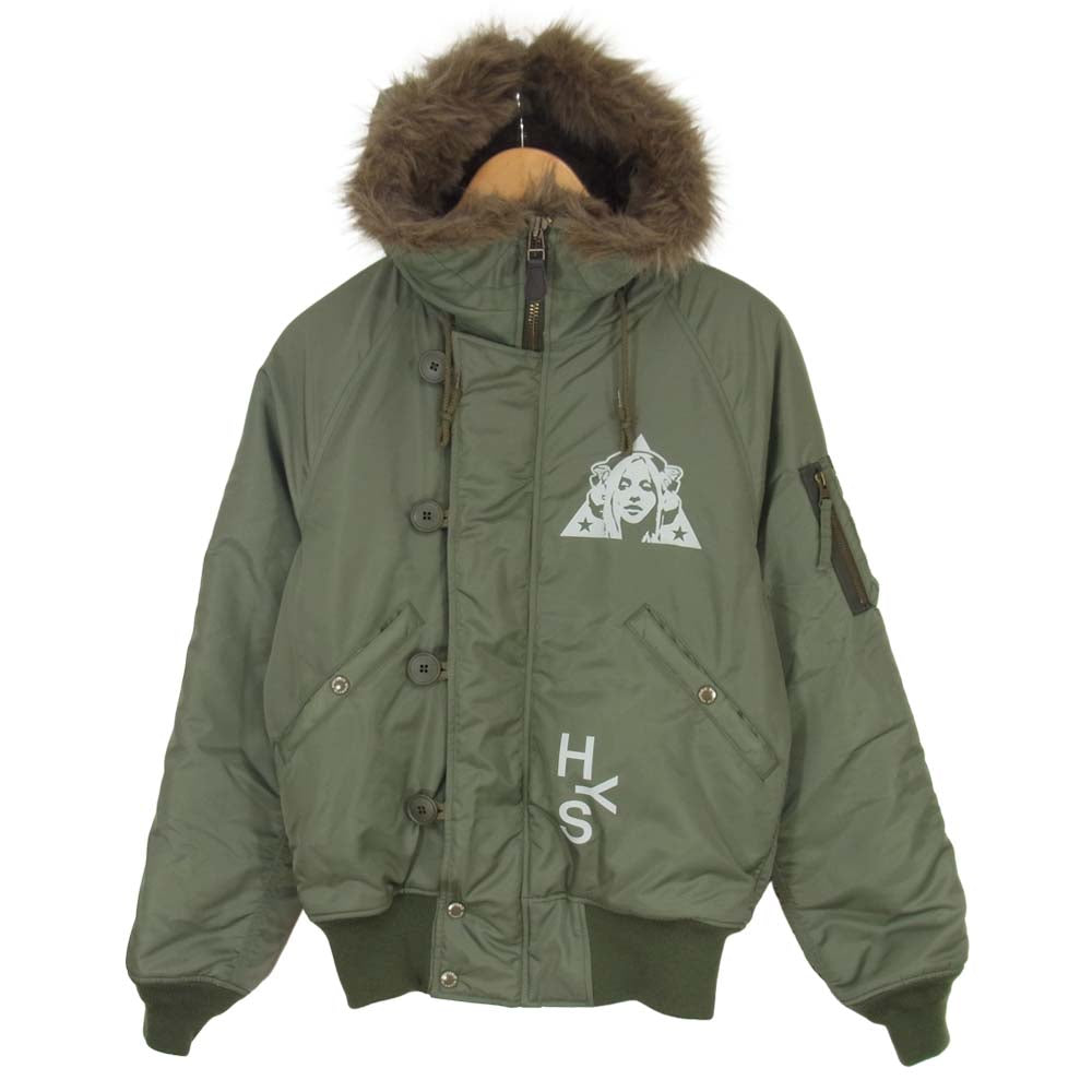 HYSTERIC GLAMOUR ヒステリックグラマー 02193AB08 TRIANGLE WOMAN N-2B プリマロフト ミリタリー ジャケット カーキ系 S【極上美品】【中古】