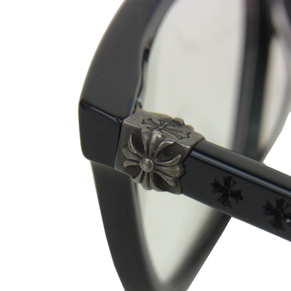 CHROME HEARTS クロムハーツ（原本無） 国内正規取扱店購入スタンプ印字冊子付属 RESURECTUM BK サイドCH 度入り ウェリントンメガネ ブラック系【中古】