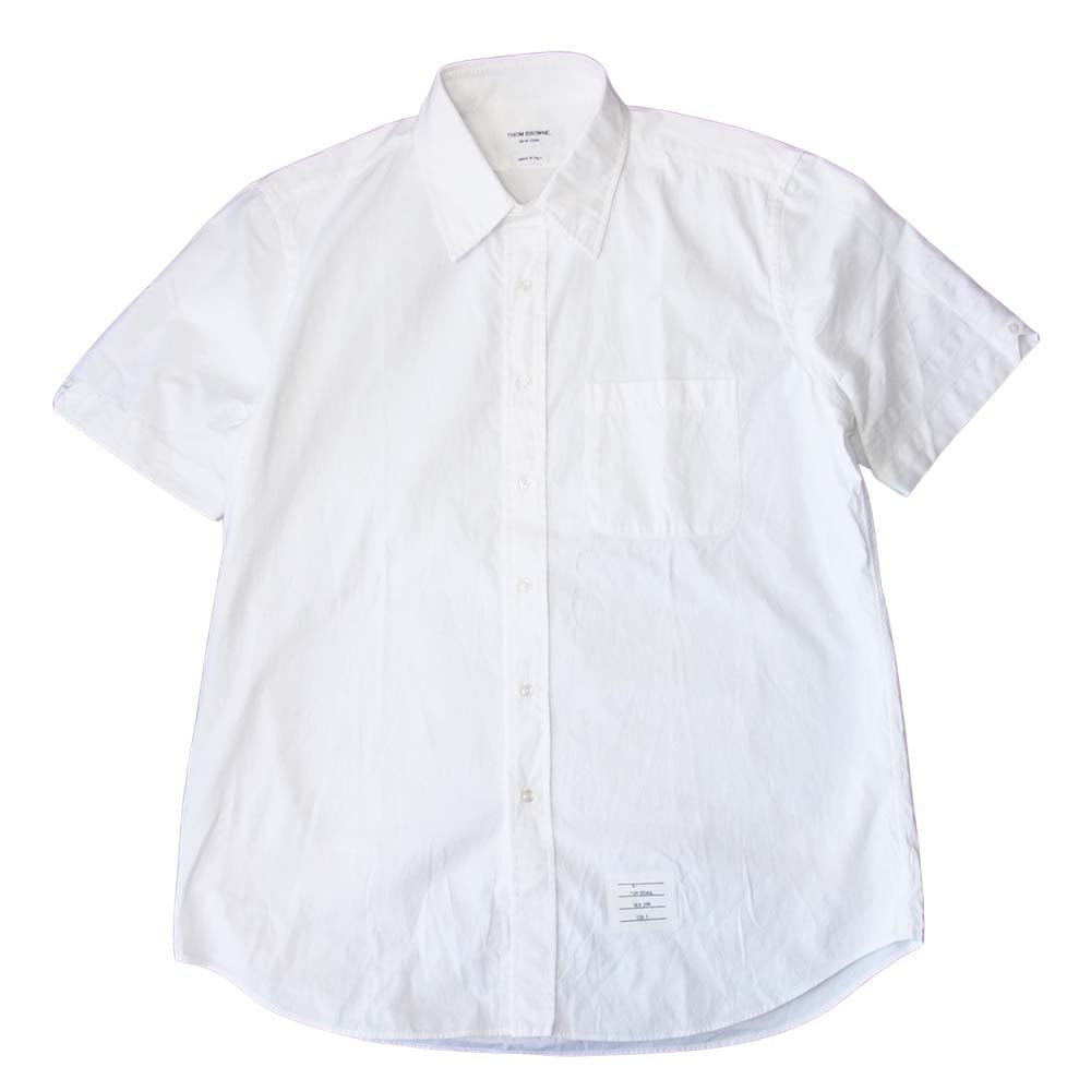 THOM BROWNE トムブラウン MWS239A-06496100 BD オックスフォード ボタンダウン 半袖 コットン シャツ ホワイト系 4【中古】