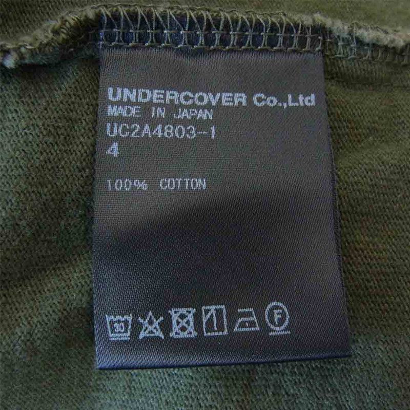 UNDERCOVER アンダーカバー 21AW UC2A4803-1  BIG T-SHIRT 袖ジップ アーミー ビッグ Tシャツ カーキ系 4【中古】