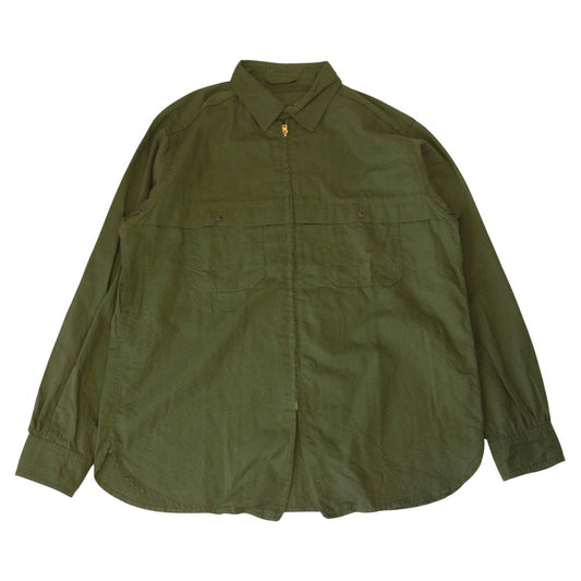 Nigel Cabourn ナイジェルケーボン 8042-00-10011 ZIP UP MOTORCYCLE SHIRT モーターサイクル フルジップ シャツ ジャケット カーキ系 52【中古】