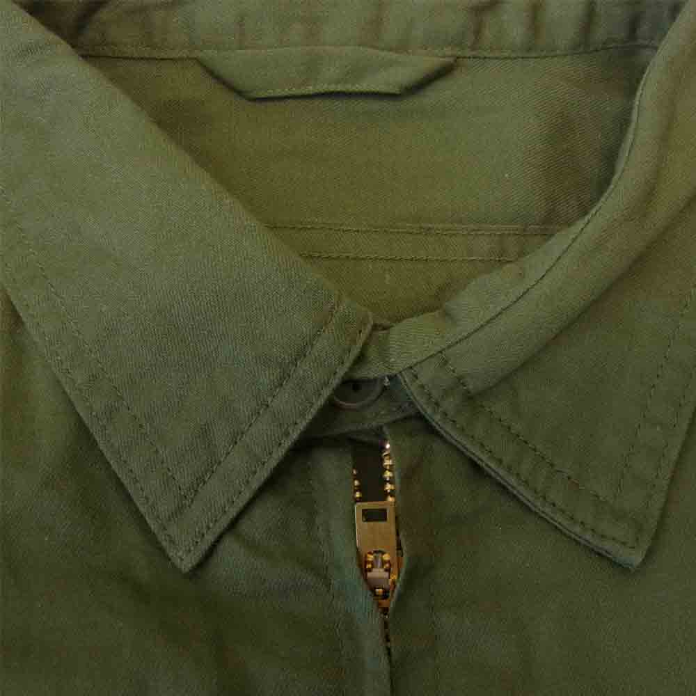 Nigel Cabourn ナイジェルケーボン 8042-00-10011 ZIP UP MOTORCYCLE SHIRT モーターサイクル フルジップ シャツ ジャケット カーキ系 52【中古】