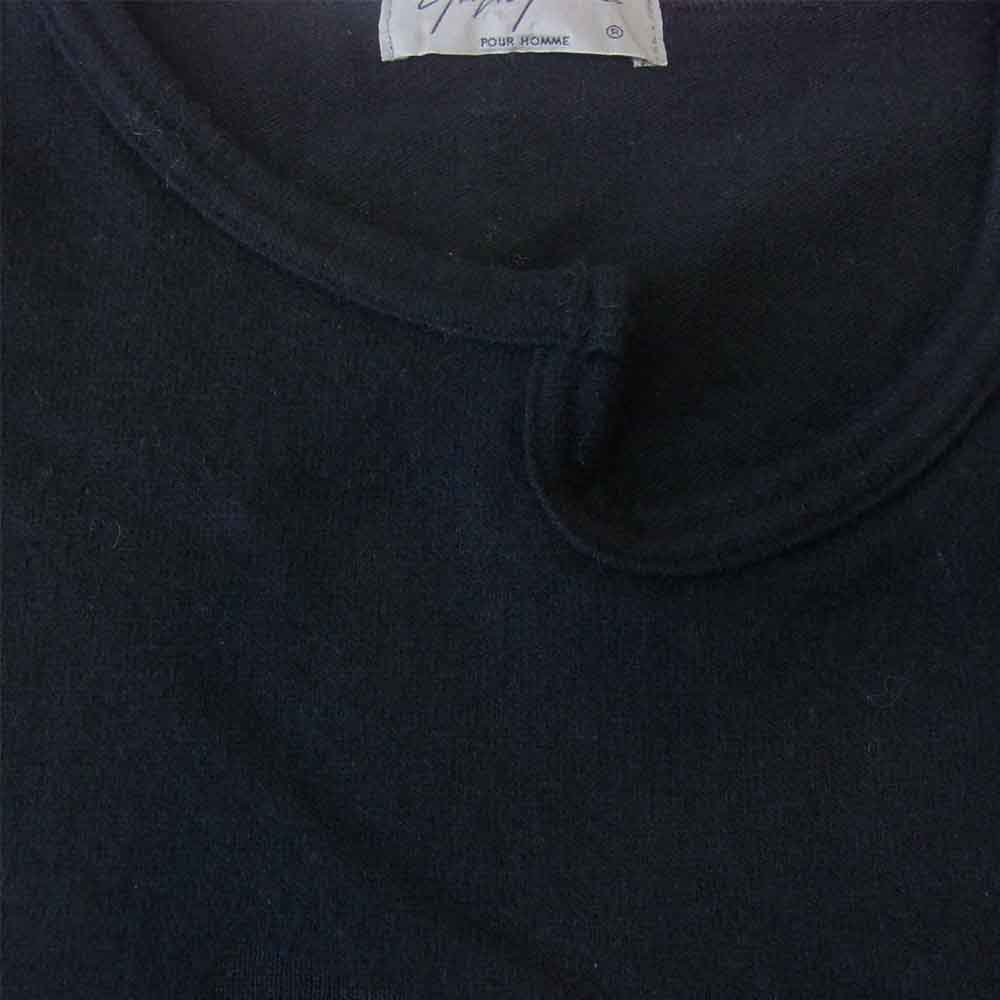 Yohji Yamamoto ヨウジヤマモト POUR HOMME プールオム 20AW HR-T14-176 SOFT WOOL 1/14 PS Y MINI COLLAR ROUND NECK ソフトウール ミニカラー ラウンドネック ニット ブラック系 3【美品】【中古】