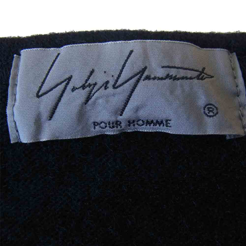 Yohji Yamamoto ヨウジヤマモト POUR HOMME プールオム 20AW HR-T14-176 SOFT WOOL 1/14 PS Y MINI COLLAR ROUND NECK ソフトウール ミニカラー ラウンドネック ニット ブラック系 3【美品】【中古】