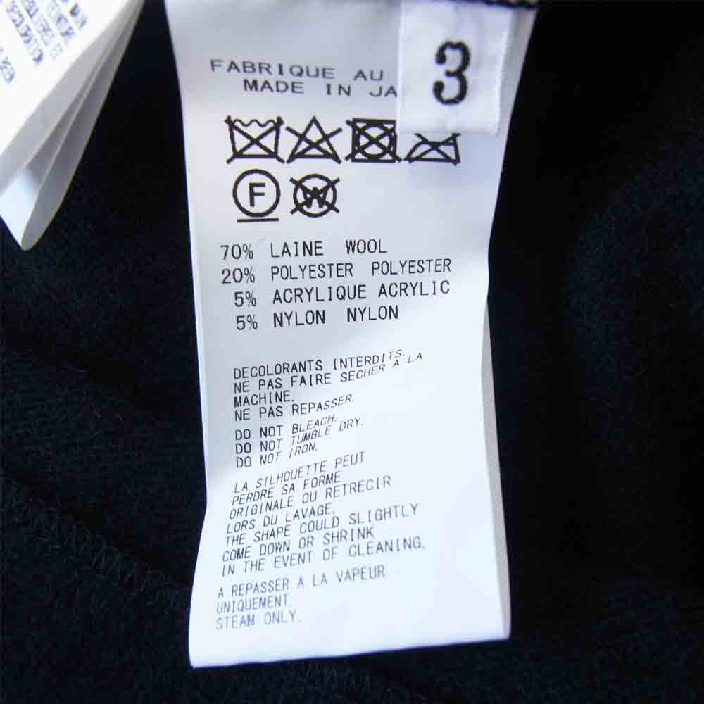 Yohji Yamamoto ヨウジヤマモト POUR HOMME プールオム 20AW HR-T14-176 SOFT WOOL 1/14 PS Y MINI COLLAR ROUND NECK ソフトウール ミニカラー ラウンドネック ニット ブラック系 3【美品】【中古】