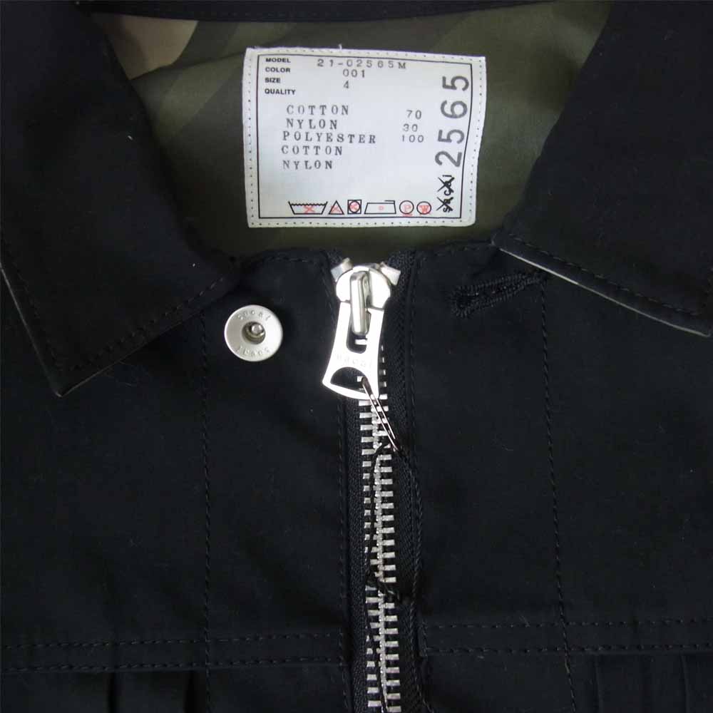 Sacai サカイ 21AW 21-02565M KAWS カウズ エディション ブラック ジャケット サイドジップ 裏地カモフラ ブルゾン ブラック系 4【新古品】【未使用】【中古】