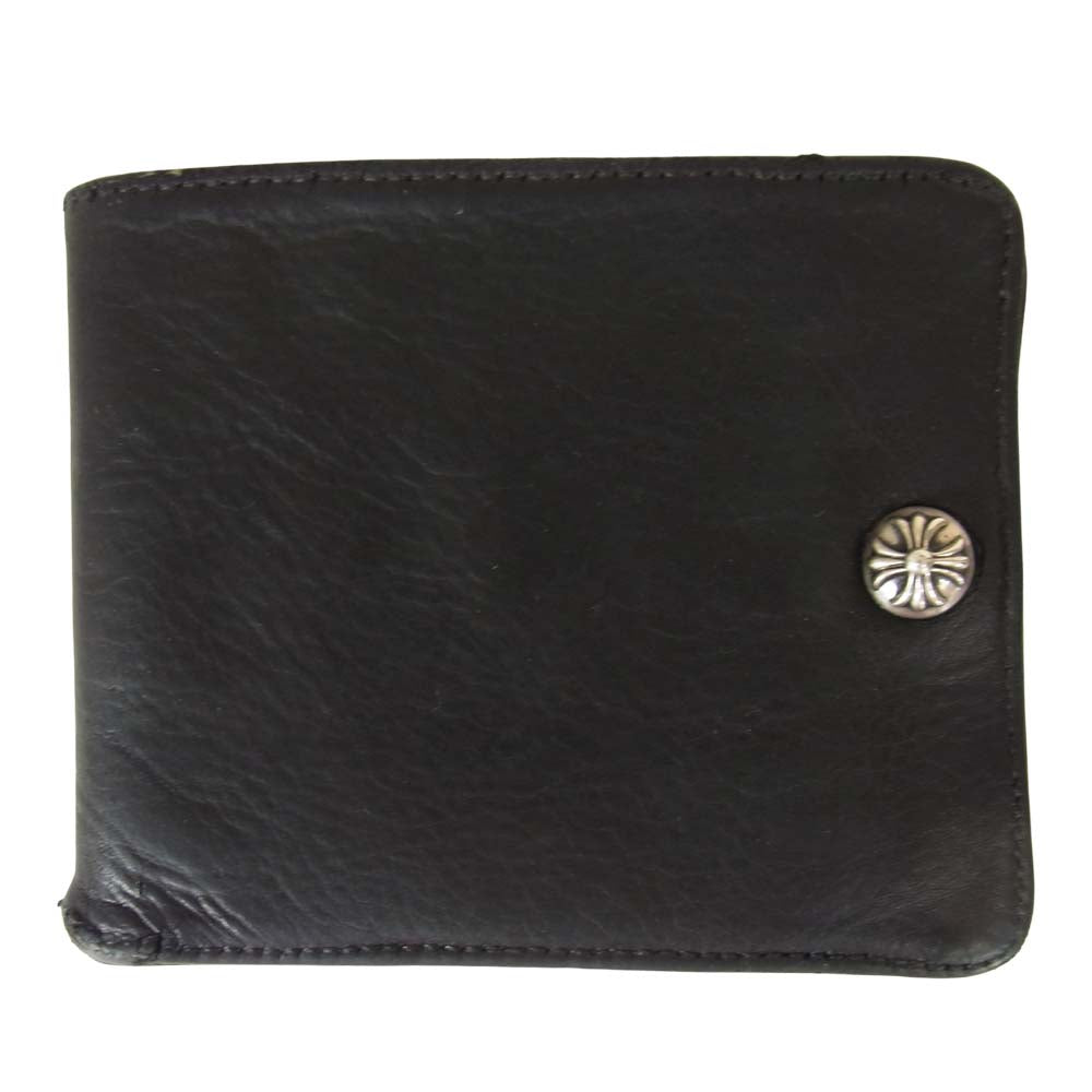 CHROME HEARTS クロムハーツ（原本有） 1スナップ クロスボールボタン レザー ウォレット ブラック系【中古】