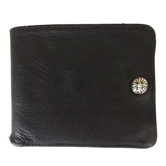 CHROME HEARTS クロムハーツ（原本有） 1スナップ クロスボールボタン レザー ウォレット ブラック系【中古】